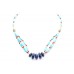 Natural stone blue lapiz lazuli coral turquoise 925 Sterling Silver necklace